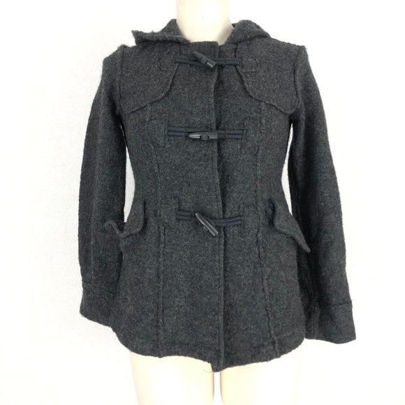 FYLO by Nylon Women's Size Small** Grey Boiled Wool Long Sleeve Duffle Coat - Picture 1 of 8